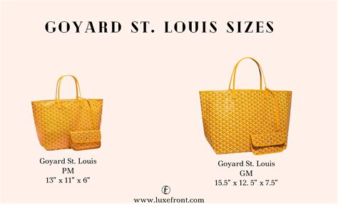 goyard size bags|goyard st louis tote sizes.